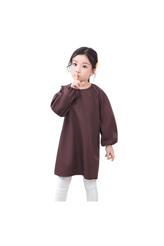 Long Sleeve Childrens Artist Painting Apron Kid Art Smock Solid Color Protective Wear
