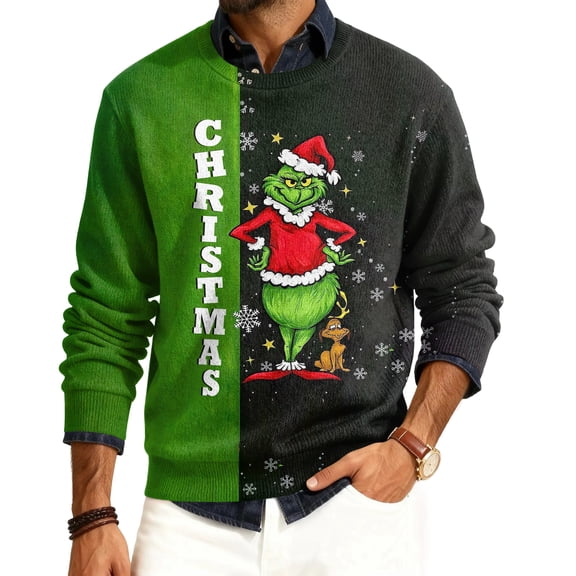 Long Sleeve Christmas Shirts Christmas Reindeer Sweatshirt Men Army Green S