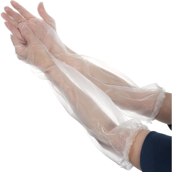 Long Sleeve Cleaning Gloves Disposable Elbow Length Plastic Sleeve Waterproof Protective Arm Gloves Cleaning Kitchen
