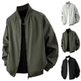 thumbnail image 1 of Long Sleeve Coats Lightweight Zip Up Men's Solid Color Long Sleeved Round Neck Baseball Jacket Gray Xl, 1 of 4