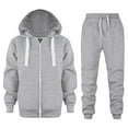 thumbnail image 1 of Long Sleeve Color Solid Zip Up Hoodie Coat Jackets and Pants with Pocket Suits for Boys Light Gray Sizes 7-8 Years, 1 of 5