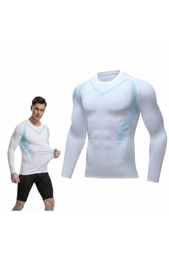 Long Sleeve Compression Shirts for Men, Quick Dry Crew Neck Athletic T Shirts, Base Layer Tops for Gym Running Sports