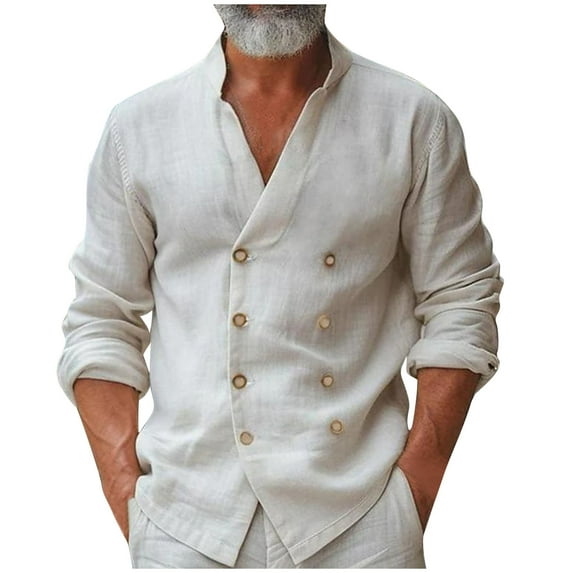 Long Sleeve Compression Shirts for Men Turtle Neck Man Sweatshirt Casual Fashion Button Solid Color Long Sleeve Stand-Up Collar Blouse Shirt Tops