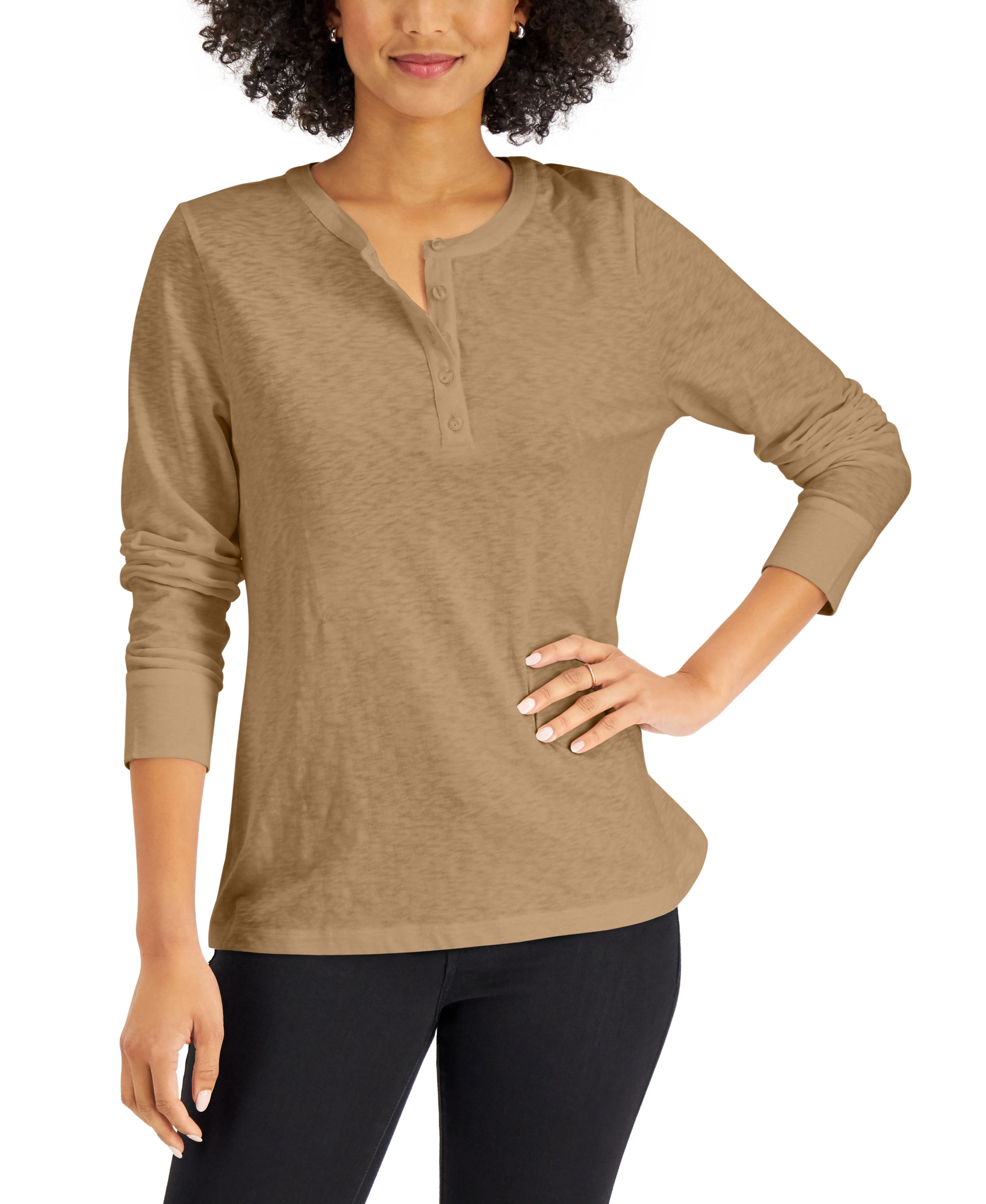Coffee Perks Cotton Pocketed Henley Hoodie main image 0