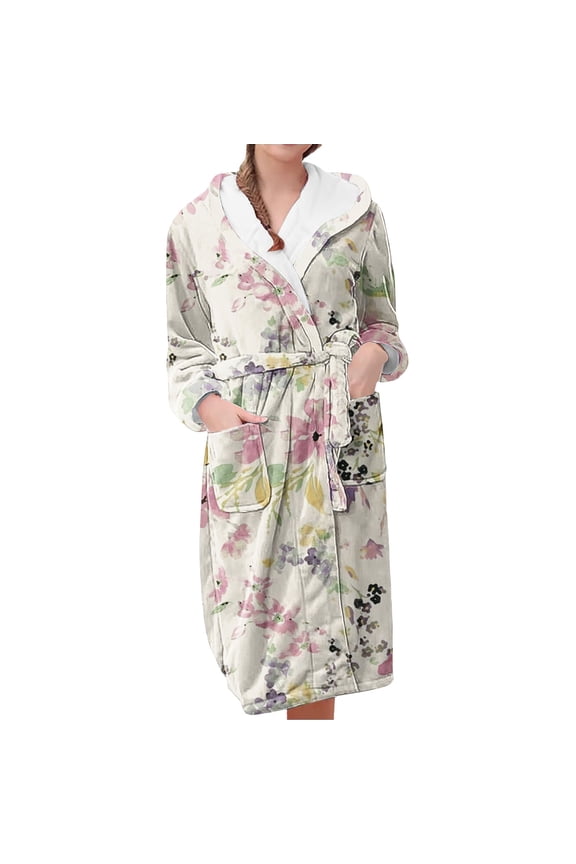 Long Sleeve Cotton Robes for Women Fleece Women's Nightgowns & Sleepshirts Oversize Cute Women's Sleepwear House Womens Robe Orange