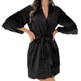 thumbnail image 1 of Long Sleeve Cotton Robes for Women Fluffy Women's Nightgowns & Sleepshirts Oversize Length Women's Sleepwear House Womens Robe Black, 1 of 6