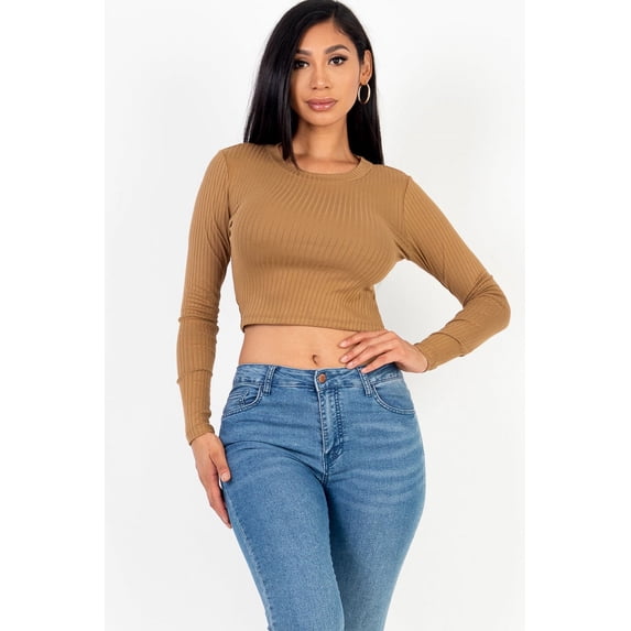 Long Sleeve Crew Neck Crop Te