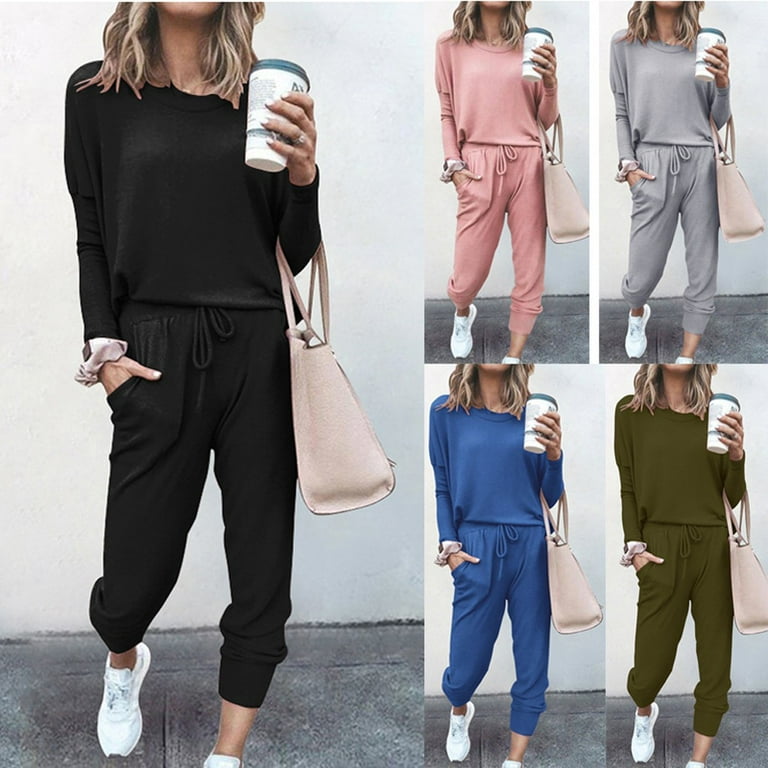 Casual Solid Pocket O Neck Long Sleeve Two Pieces Casual Solid Pocket O Neck Long Sleeve Two Pieces
