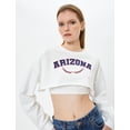 thumbnail image 1 of Long Sleeve Crew Neck Printed Crop Sweatshirt, 1 of 6