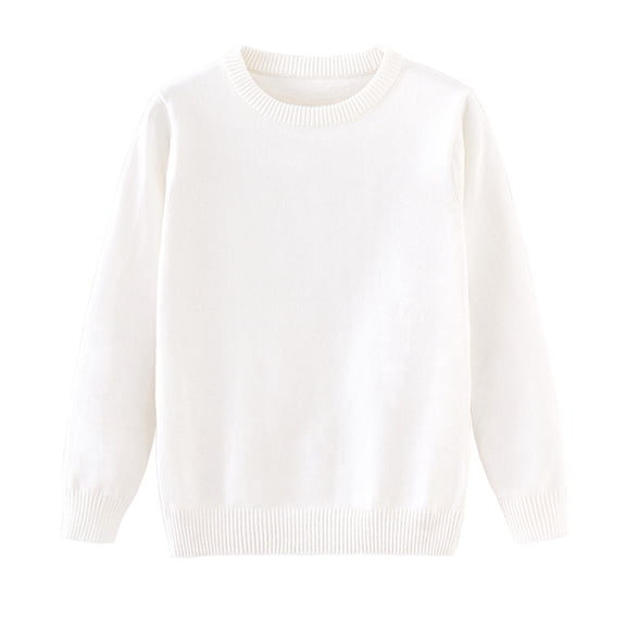 Long Sleeve Crew Neck Pullover Sweater for Boys and Girls Unisex Solid Knitwear Soft Casual Basic Top for Kids