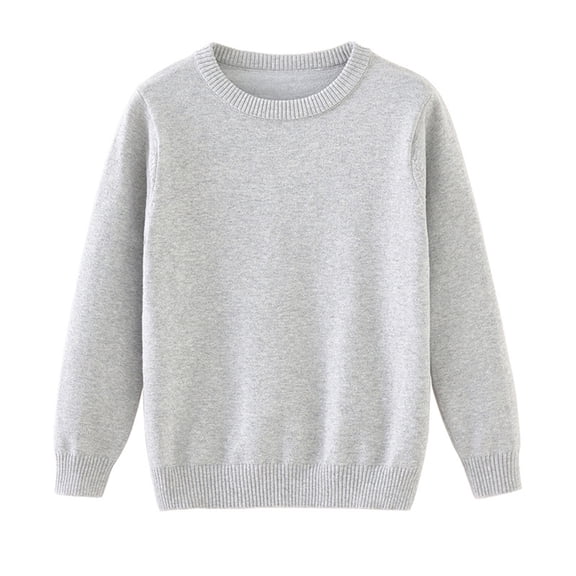 Long Sleeve Crew Neck Pullover Sweater for Boys and Girls Unisex Solid Knitwear Soft Casual Basic Top for Kids
