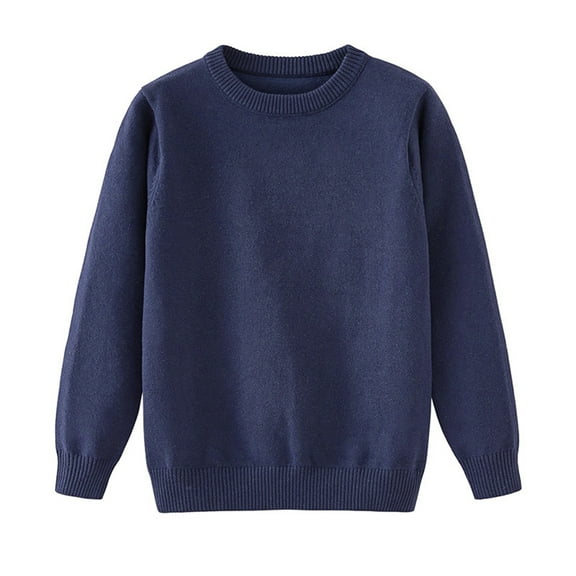 Long Sleeve Crew Neck Pullover Sweater for Boys and Girls Unisex Solid Knitwear Soft Casual Basic Top for Kids