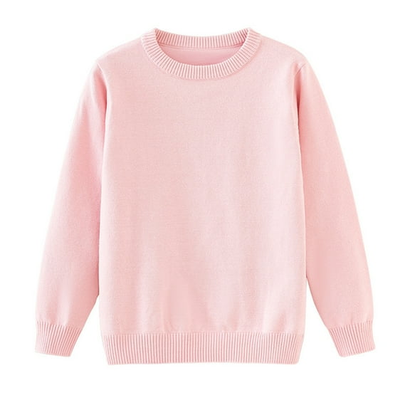 Long Sleeve Crew Neck Pullover Sweater for Boys and Girls Unisex Solid Knitwear Soft Casual Basic Top for Kids