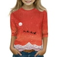 thumbnail image 1 of Long Sleeve Crew Neck Pullover Top for Girls with Glitter Bow and Snowflake Print for Holiday and Casual Wear, 1 of 4