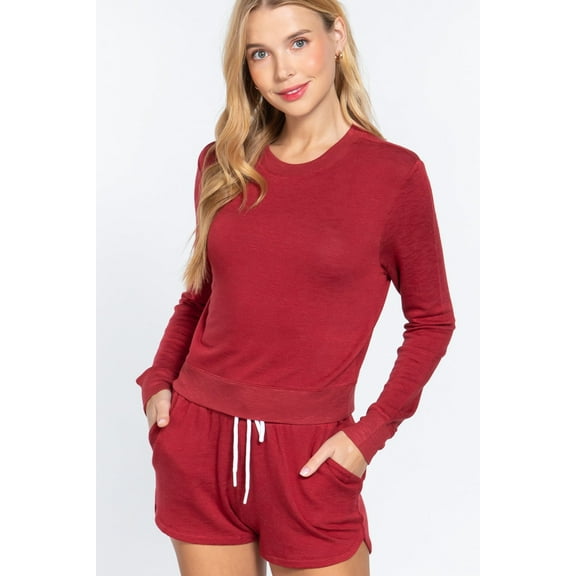 Long Sleeve Crew Neck Slub Terry Top