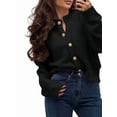 thumbnail image 1 of Long Sleeve Crewneck Button Down Womens Sweaters Fall Open Front Chunky Cardigan Sweaters for Women 2025 Black XL, 1 of 6