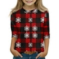 thumbnail image 1 of Long Sleeve Crewneck Pullover Top for Girls with Snowflake Pattern Comfortable Casual Wear for Winter and Holiday Season, 1 of 4