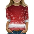 thumbnail image 1 of Long Sleeve Crewneck Pullover Top for Girls with Snowflake Pattern Comfortable Casual Wear for Winter and Holiday Season, 1 of 4