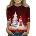 thumbnail image 1 of Long Sleeve Crewneck Pullover Top for Girls with Snowflake Pattern Comfortable Casual Wear for Winter and Holiday Season, 1 of 4