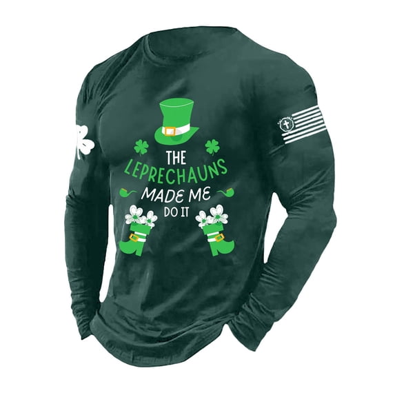 Long Sleeve Crewneck Sweatshirts for Men Lightweight Casual T-shirt Fashion St Patricks Day Tops