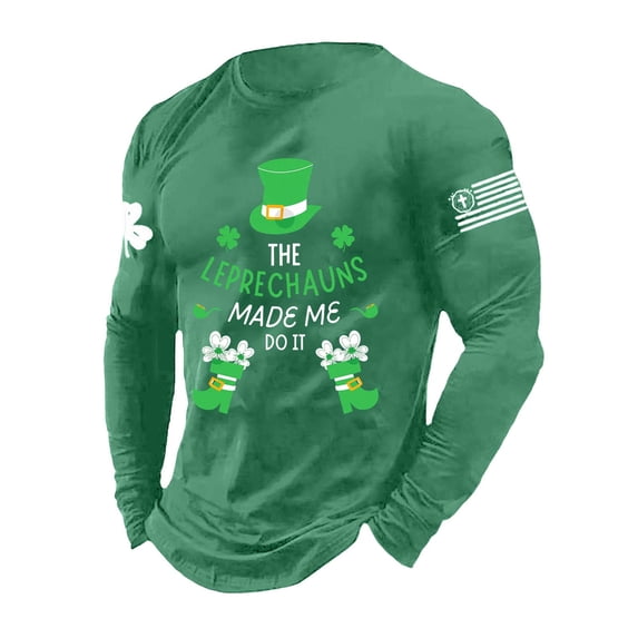 Long Sleeve Crewneck Sweatshirts for Men Lightweight Casual T-shirt Fashion St Patricks Day Tops