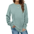 thumbnail image 1 of Long Sleeve Crewneck Sweatshirts for Women Fall Fashion 2022 Solid Workout Tunic Tops Loose Fitting Shirts, 1 of 6