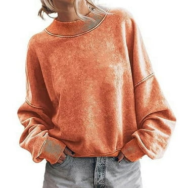 Long Sleeve Crewneck Top for Ladies Loose Casual Hoodless Sweatshirt Comfortable Pullover Tops 2024 Trendy Oversized Sweatshirts