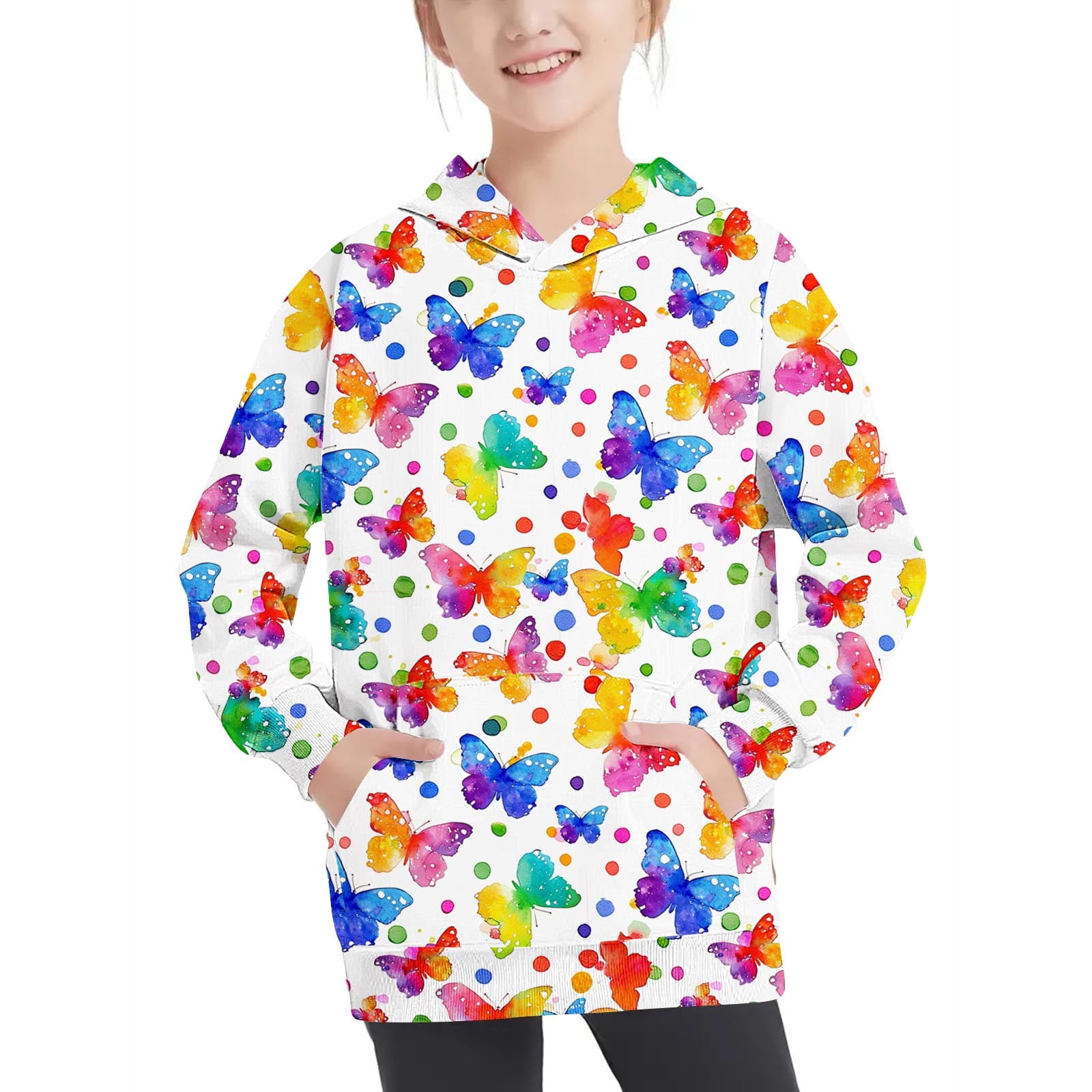 Long Sleeve Crop Top for Girls Zip Up Hoodies Size with Thumb Holes