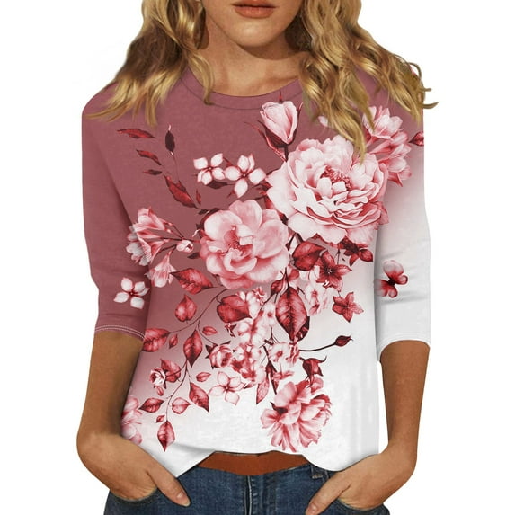 Long Sleeve Crop Top White Top Womens Tshirts White Womens Blouse Grandma Mothers Day Gifts From Grandkids Flowy Shirts for Women Misses Tops Top Womans Shirts A Shirt Fun Red L