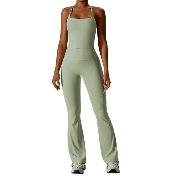 Long Sleeve Crop Top and Trousers Set for Women Breathable Tops Built In Bra Sports Shirt Square Neck Gym Wear