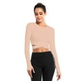 thumbnail image 1 of Long Sleeve Crop Tops for Women Tummy Cross Fitted Yoga Running Shirts Gym Workout Cropped Tank Tops, 1 of 5