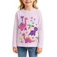 thumbnail image 1 of Long Sleeve Cute Dinosuar Graphic T Shirts for Girls Casual Fall Winter Clothes (Purple), 1 of 5