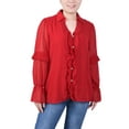 thumbnail image 1 of Long Sleeve Dotted Chiffon Blouse, 1 of 3