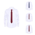 thumbnail image 1 of Long Sleeve Dress Shirt for Boys, Classic White Formal School Button Down Top with Tie, 2 Fabrics Stretch Standard and 2 Fits Regular Husky, 1 of 4