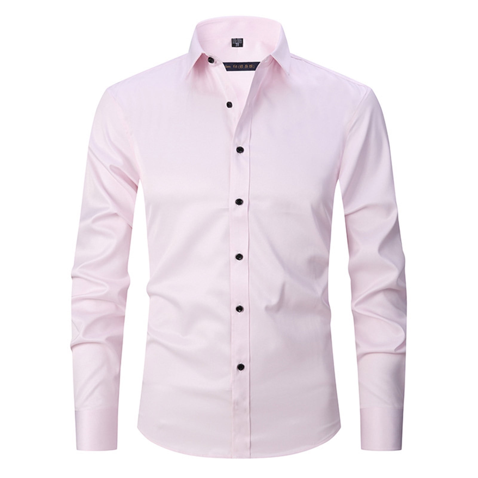 DiBanGu Men's Solid Long Sleeve Dress Shirt - Regular Fit Stretch Button Down Shirt Wrinkle-Free With Pocket, Solid Red, X-Large