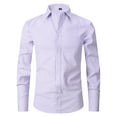 thumbnail image 1 of Long Sleeve Dress Shirts for Men Wrinkle-Free Stretch Shirts Solid Formal Button Down Shirt with Pocket Cotton Regular Big and Tall Dress Shirts Lightweight Textured Shirts Hipster Shirts, 1 of 2