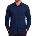 thumbnail image 1 of Long Sleeve Dress Shirts for Mens Navy Blue Button Down Shirts Formal Business Shirts Big and Tall, 1 of 8