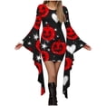 thumbnail image 1 of Long Sleeve Dress for Women Casual Printed Round Neck Pullover Fashion Patchwork Halloween Party Gown, 1 of 5