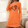 thumbnail image 1 of Long Sleeve Dress for Women Heart Printed Soft Cotton Pajamas T-shirt Mini Dresses Nightgown Fall Casual Dress (XL, Orange), 1 of 6