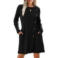 thumbnail image 1 of Long Sleeve Dress for Women Tunic Sweater Dresses with Pockets Fashion Buttons Side, 1 of 9