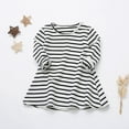 thumbnail image 1 of Long Sleeve Dresses for Girls Cotton 6M-5Y Toddlers Kids Casual Stripe Printed Crewneck Loose Pullover Soft Going Out Loungewear Tshirts Dress, 1 of 8