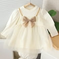 thumbnail image 1 of Long Sleeve Dresses for Girls Fall 6M-4Y Toddlers Kids Cute Crewneck Bowknot Tulle-Tutu Going Out Peplum Mini Dress, 1 of 8