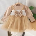 thumbnail image 1 of Long Sleeve Dresses for Girls Fall 6M-4Y Toddlers Kids Cute Crewneck Bowknot Tulle-Tutu Going Out Peplum Mini Dress, 1 of 6