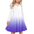 thumbnail image 1 of Long Sleeve Dresses for Girls Size 4-14 A-Line Crewneck Teens Kids Trendy Gradient Printed Dance Going Out Midi Dress Fall, 1 of 2