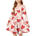 thumbnail image 1 of Long Sleeve Dresses for Girls Spring Crewneck Casual Dress Cute Heart Graphic Dress for Girl Size 4-14, 1 of 5
