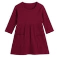 thumbnail image 1 of Long Sleeve Dresses for Girls with Pockets Size 2-6 Toddlers Kids Casual Solid Color Crewneck Loose Pullover Going Out Loungewear Midi Dress, 1 of 2