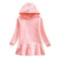 thumbnail image 1 of Long Sleeve Dresses for Little Girls with Hoodies Size 1-7 Toddlers Kids Casual Solid Color Pullover Loose Comfort Athletic Workout Sweatshirt Dress, 1 of 2