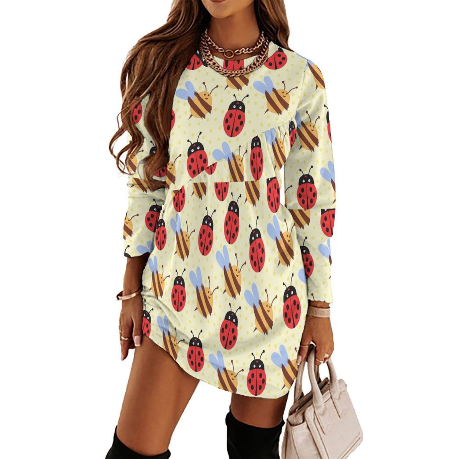 Long Sleeve Dresses for Women Ladybug And Bee Loose Fall Dresses ...