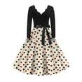 thumbnail image 1 of Long Sleeve Dresses for Women V Neck Funny Print Valentine's Day Dresses Elegant Holiday Outfits Beige S, 1 of 6