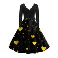 thumbnail image 1 of Long Sleeve Dresses for Women V Neck Funny Print Valentine's Day Dresses Elegant Holiday Outfits Gold 3XL, 1 of 5